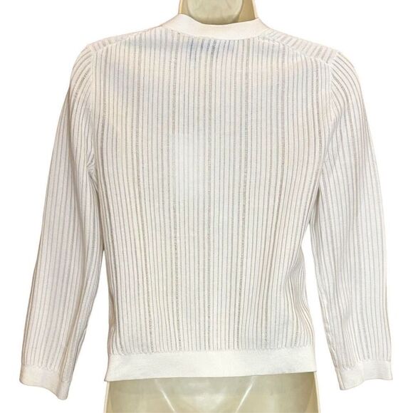 Theory Cotton Blend Cropped Shrunken Cardigan in Ivory NWT Size Petite - Picture 5 of 8